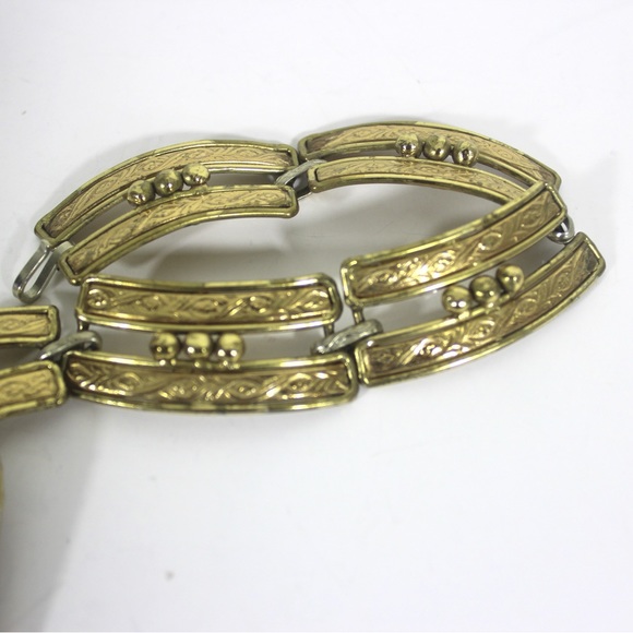 Vintage Modernist Statement Necklace IXEL Mexican Designer Gold Brass and Silver - Picture 7 of 9